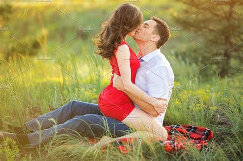 Hot Young Couple Kissing In Park High Quality People Images ~ Creative Market