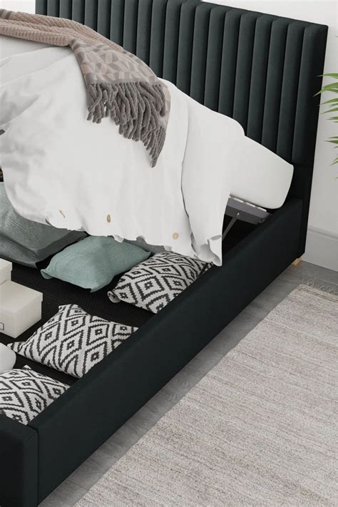 Aspire Furniture Grant Ebony Ottoman Bed Fabric Bed Frame Free Delivery