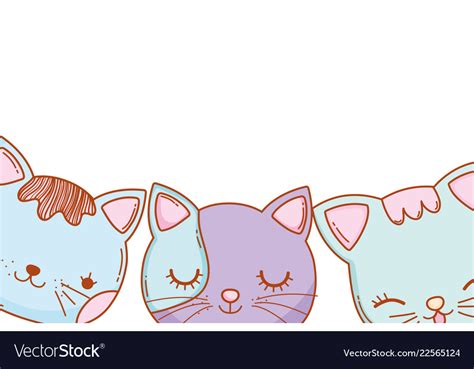 Three Kitty Cats Cartoon Royalty Free Vector Image