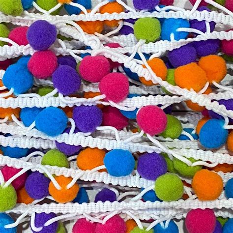 Pom Pom Lace Colourful 1m