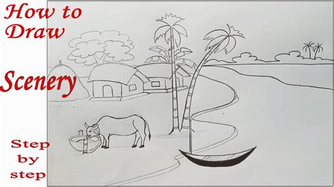 How to draw scenery/village landscape step by step || Art ... This simple video demonstrates repetitive techniques for drawing landscapes using graphite powder.