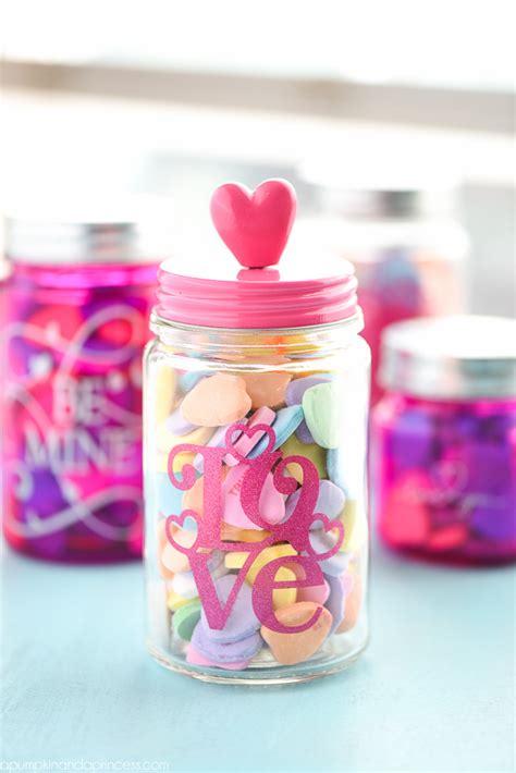 Fill a jar with crayons for younger children, maybe with some coloring sheets. Valentine's Day Mason Jar Gifts - A Pumpkin And A Princess