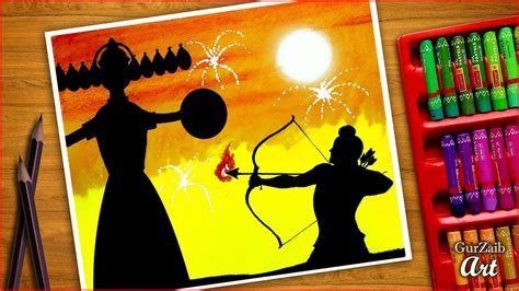 Festivals are fun and many have special foods or interesting items for sale. Dussehra scene drawing with oil pastels || draw rama ...