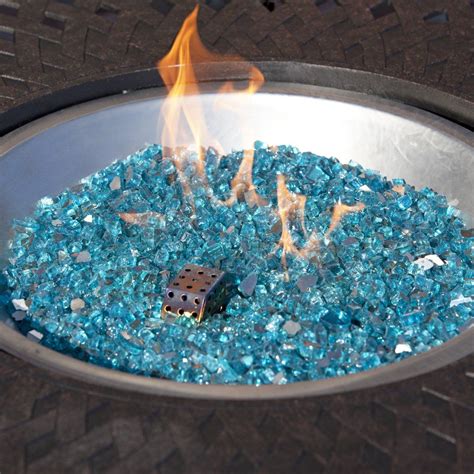 Bahama Blue Reflective Fire Glass Backyard Home Oasis Glass Fire Pit Fire Pit Glass Rocks