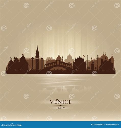 Venice Italy City Skyline Vector Silhouette Stock Vector Illustration