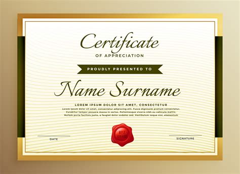 Premium Golden Certificate Of Appreciation Template Download Free