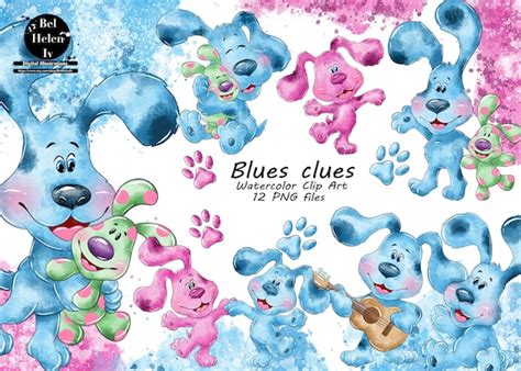 Blues Clues Clip Art Blues Clues Watercolor PNG Blues Clues Etsy