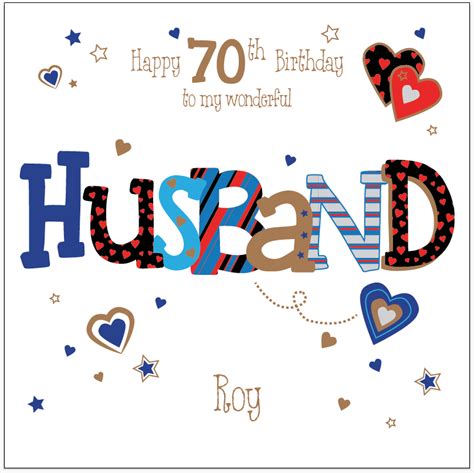 Personalised 70th Birthday Card Husband Boyfriend Any Agenamemessage