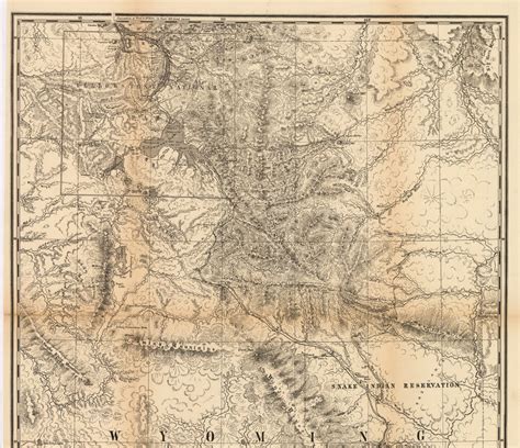 Early Map Of Northwestern Wyoming Including Yellowstone Park New