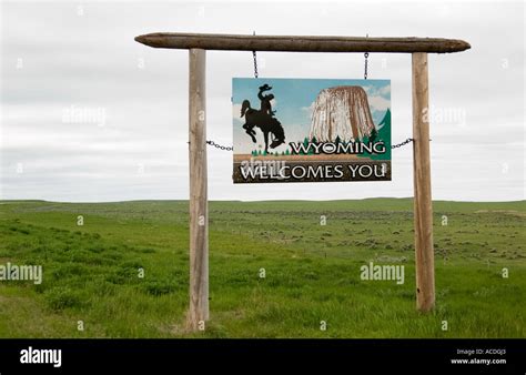 Welcome To Wyoming Sign Usa Stock Photo Alamy