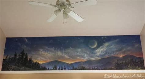 Night Sky Mural By Olga Aleksandrova Wescover Murals