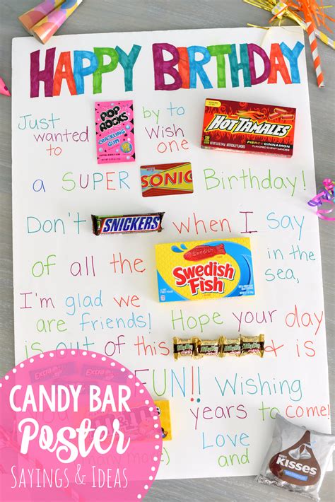 Clever candy sayings with candy quotes, love sayings and more! Fun & Simple Candy Poster for Friend's Birthday - Fun-Squared