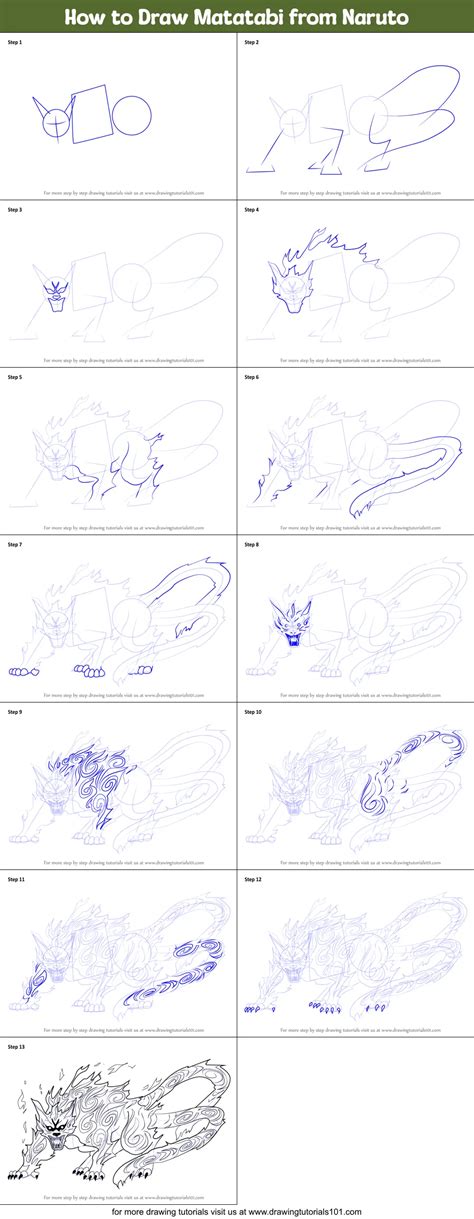 How To Draw Matatabi From Naruto Printable Step By Step Drawing Sheet Drawingtutorials Com