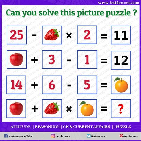 Fruits Math Picture Brain Teaser For Adults And Kids Test 4 Exams