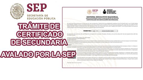 Sep Certificado De Secundaria En Lnea Escuelas Mxico