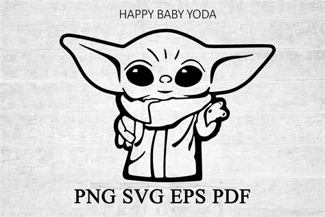 Baby Yoda Png Happy Baby Yoda Cut FileMandalorian Svg Star Etsy