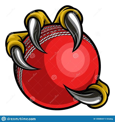 Eagle Bird Monster Claw Holding Cricket Ball Cartoon Vector