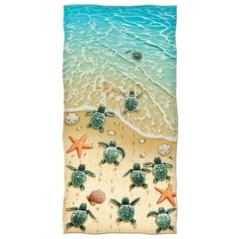 Funny Cute Animal Flying Sea Turtle Blue Sky Hand Towel Beach Towels