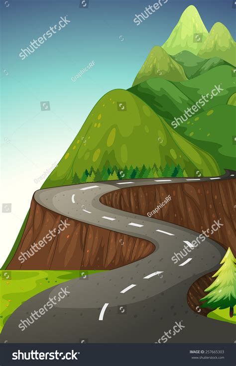 Road To The Mountain Stock Vector Illustration 257665303 Shutterstock