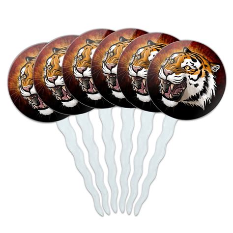 Fierce Tiger Cupcake Picks Toppers Decoration Set Of 6