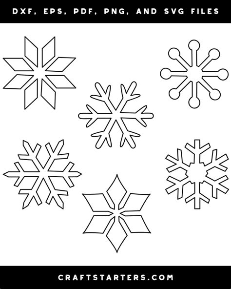 Simple Snowflake Outline Patterns Dfx Eps Pdf Png And Svg Cut Files