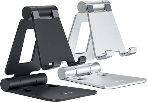 Nulaxy Dual Folding Phone Stand For Desk 2 Pack Fully Adjustable Mobile