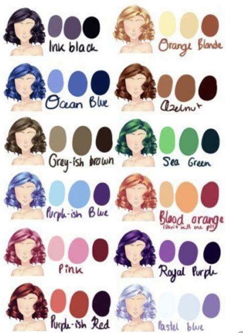 Hair Colour Ideas Skin Color Palette Palette Art Anime Hair Color
