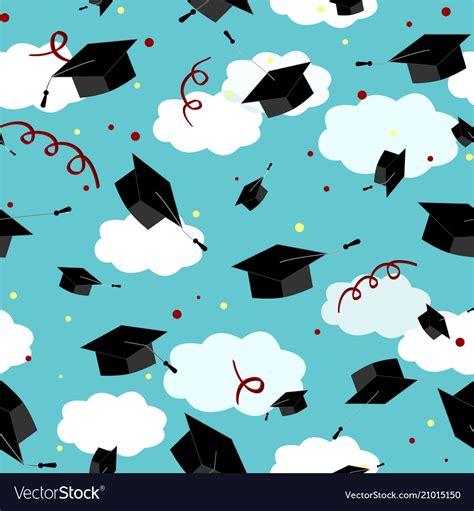 Graduates Hats In Air Graduation Caps In The Vector Image