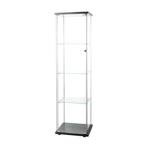 Home And Garden Store Lockable Fully Assembled Home White Double Glass Display Cabinet Mirror Back