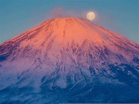 Fondos De Pantalla Monte Fuji Volcán Nieve Luna Japón 3840x2160 Uhd