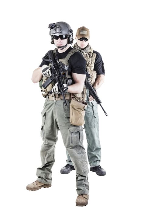 Private Military Contractors Pmc In Action On White Background Poster