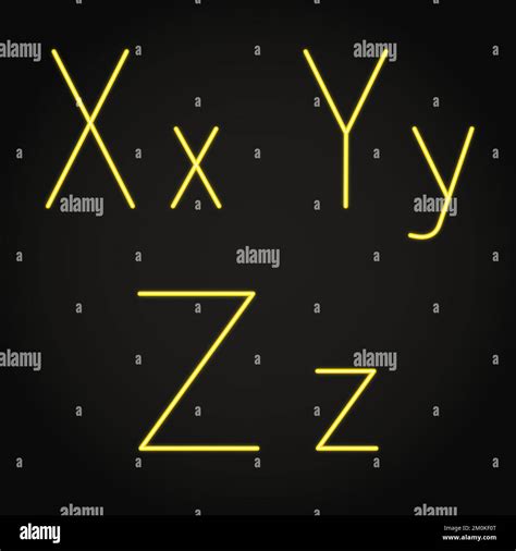 Bright Neon Letters X Y And Z Shining Alphabet Symbols Vector