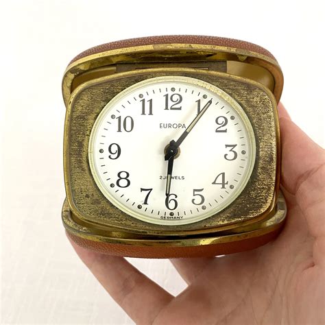Vintage Travel Alarm Clock In Brown Case Germany Europa Etsy Uk