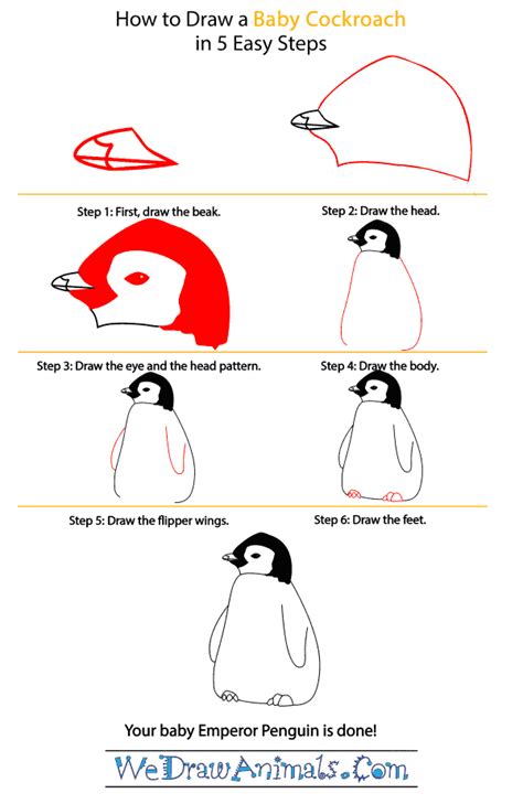 Baby Penguin Drawing Step By Step Notice The End Of The Beak Isnt