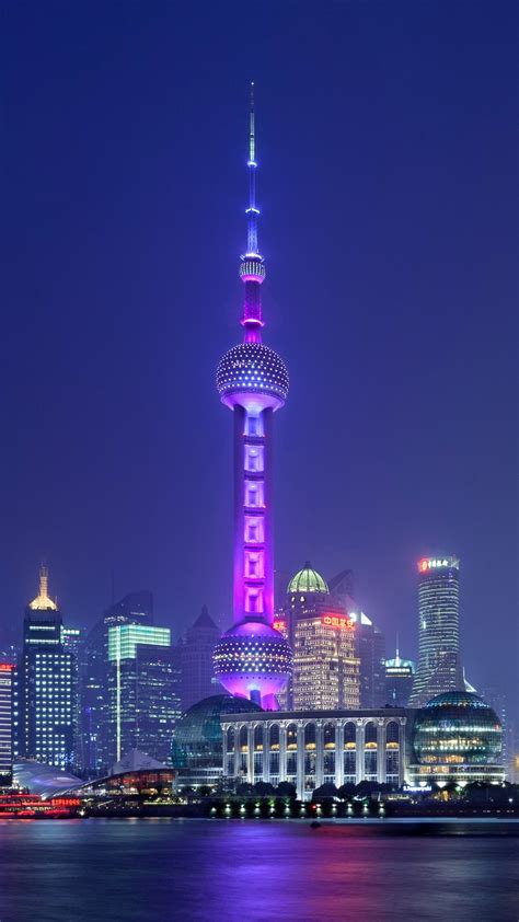 Shanghai Ciudad Rascacielos Luces Río China 1080x1920 Iphone 876