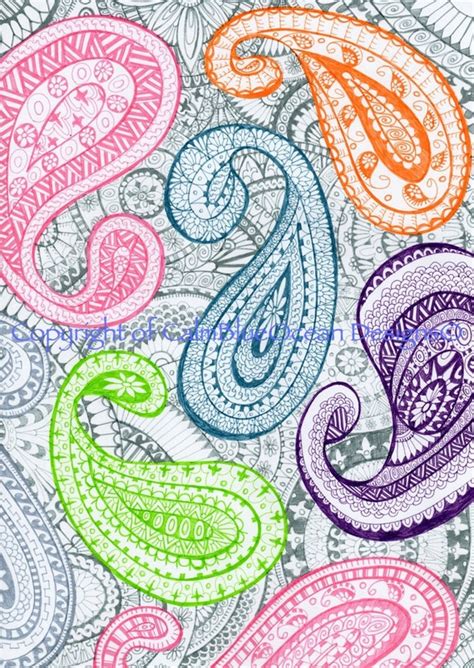 Items Similar To Pastel Paisley Hand Drawn Pattern Pen On Paper