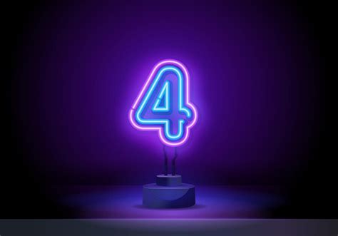 Premium Vector Neon City Font Sign Number Signboard Four Number Four