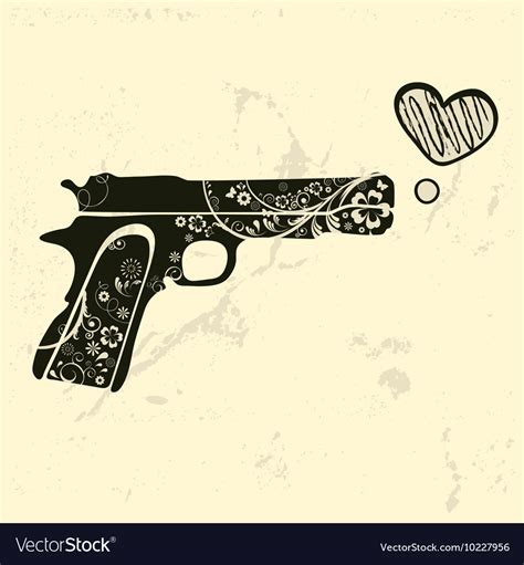 Love Gun Vintage Emblem With Gun Shooting A Heart Vector Image