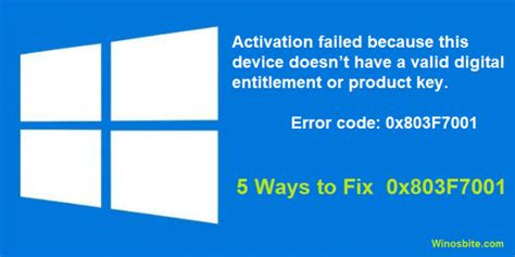 Fix Activation Error 0x803f7001 In Windows 10