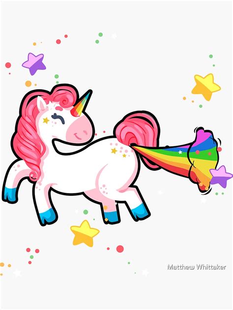 Pretty Magical Unicorn With Rainbow Fart Sticker By Mattw887 Redbubble