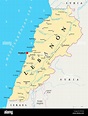 Lebanon political map with capital Beirut, national borders, important ...