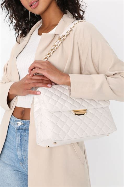 Chic White Vegan Leather Bag Quilted Crossbody Faux Leather Lulus