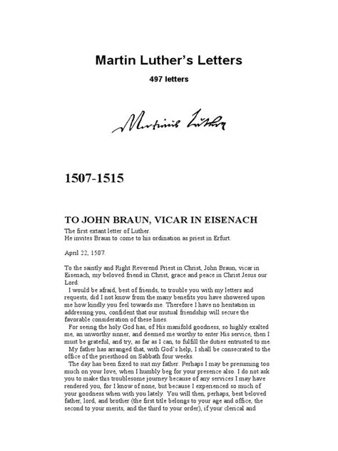 Martin Luther Letters Pdf Martin Luther Theology