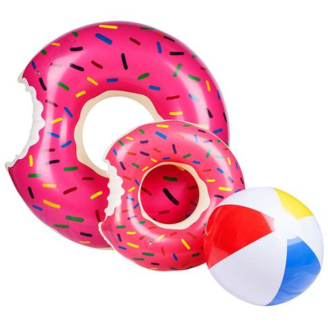 adesku donut pool floats giant strawberry swim rings for beach and pool 2 pack with a beach