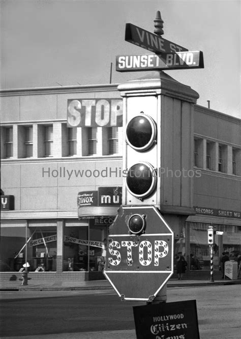 Los Angeles Hollywood Traffic Light At Sunset And Vine 1942