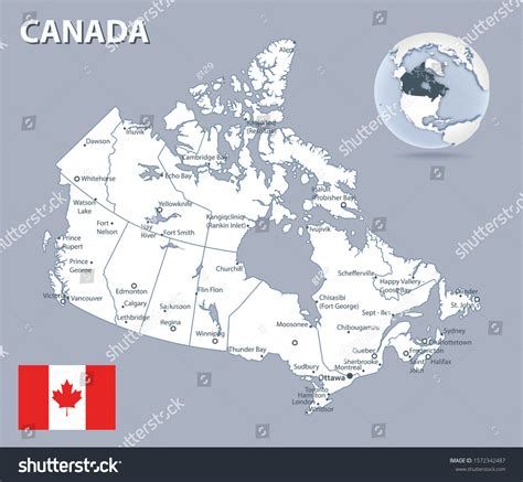 Detailed Map Canada Flag Country Location Stock Vector Royalty Free