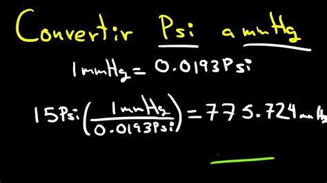 Psi A Mmhg Convertir Psi A Milímetros De Mercurio Youtube