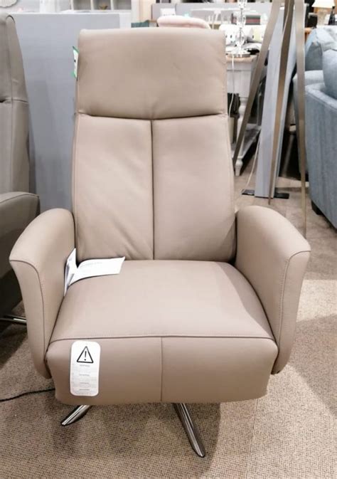 Denmark Electric Recliner Chair Beige Leather Hanafins Furniture