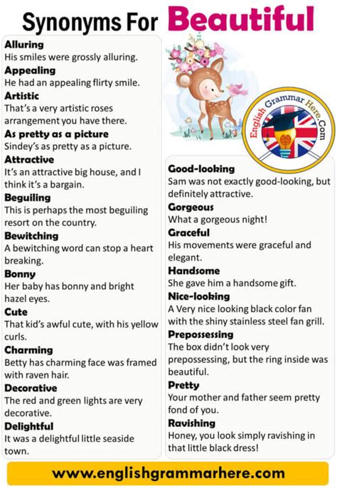 English Synonyms Beautiful Definition And Examples Another Words For