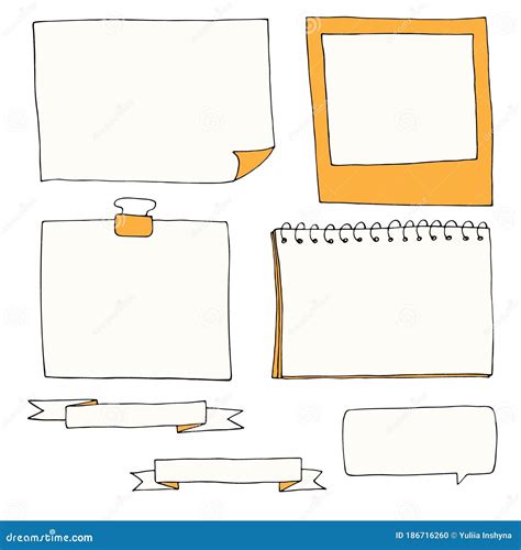 Bullet Journal Set Of Hand Drawn Frames And Elements Stock Vector